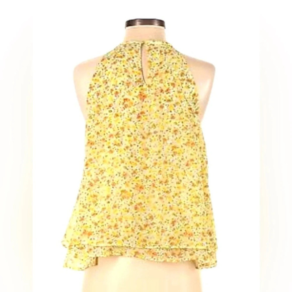 Zara basic yellow floral halter tank sz XS - Picture 2 of 3
